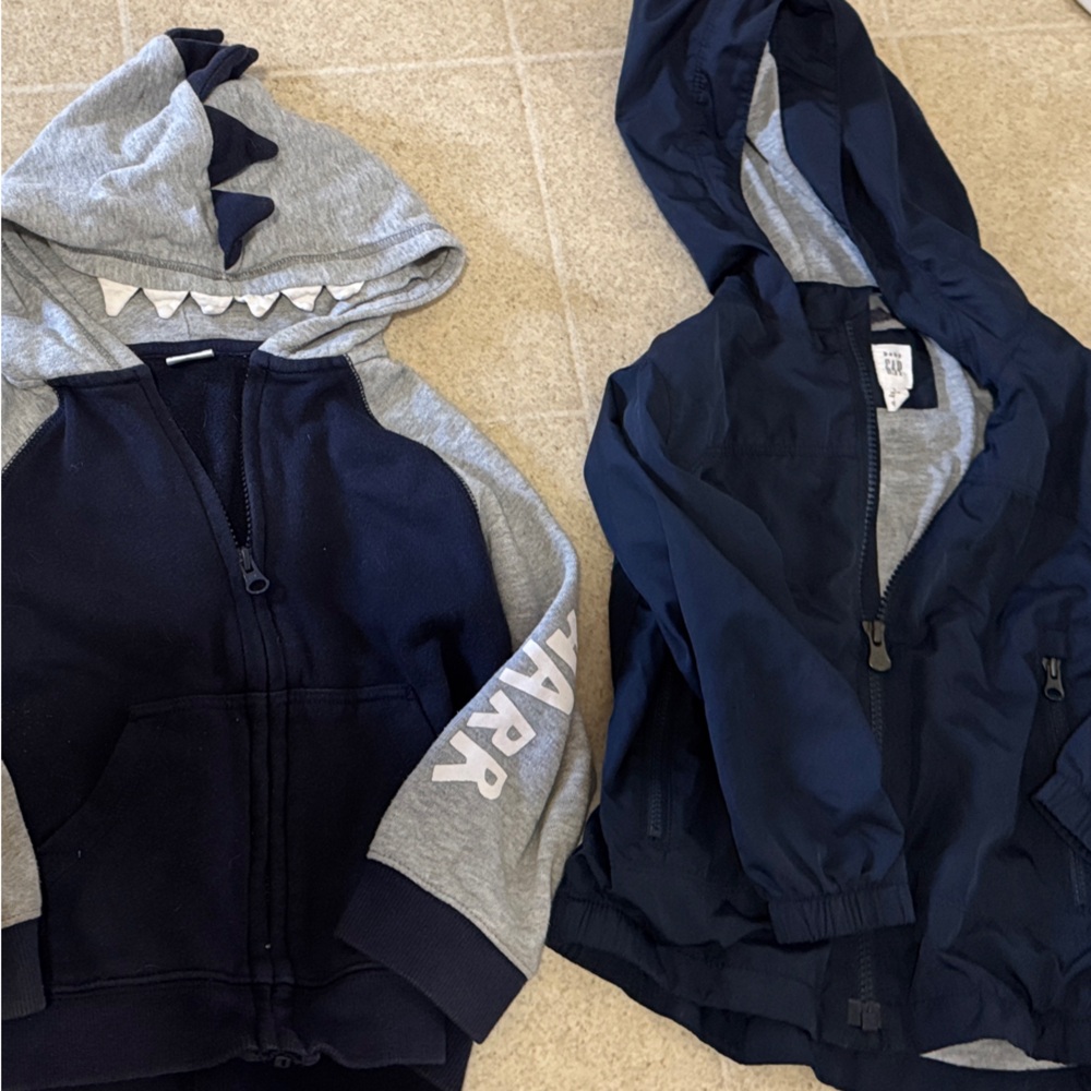 GAP Kids Shark Hoodie Jackets - Gray and Navy